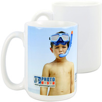15 oz. White  C-Handle Ceramic Mugs