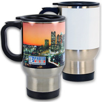 14 oz. Stainless Steel Travel Mug with White Sublimation Patch